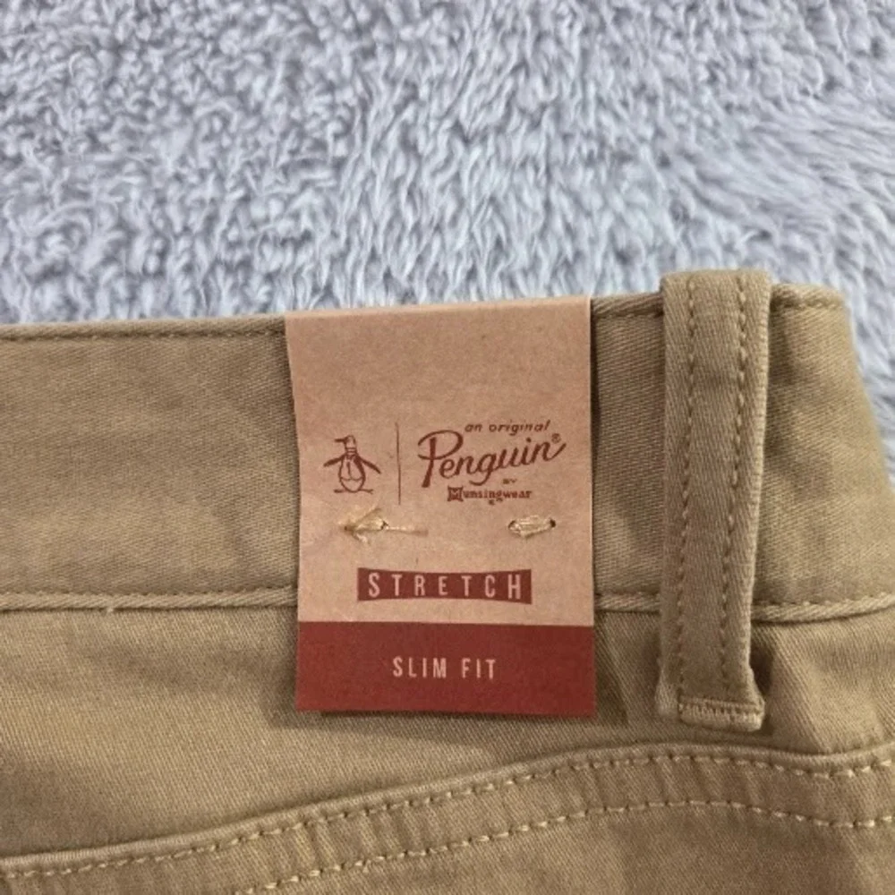 Original Penguin Men's Slim Fit Stretch Twill Chino Pants 36x32 Kelp Tan NWT